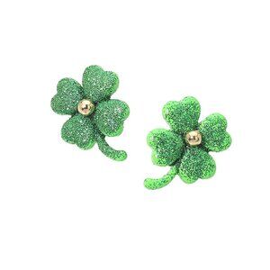 Tigerstars Glitter Four Leaf Clover Stud Earrings